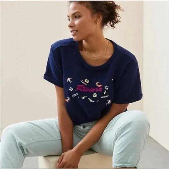 NWT Maeve Rivera Short Sleeve Sweatshirt Size Large - Picture 5 of 5